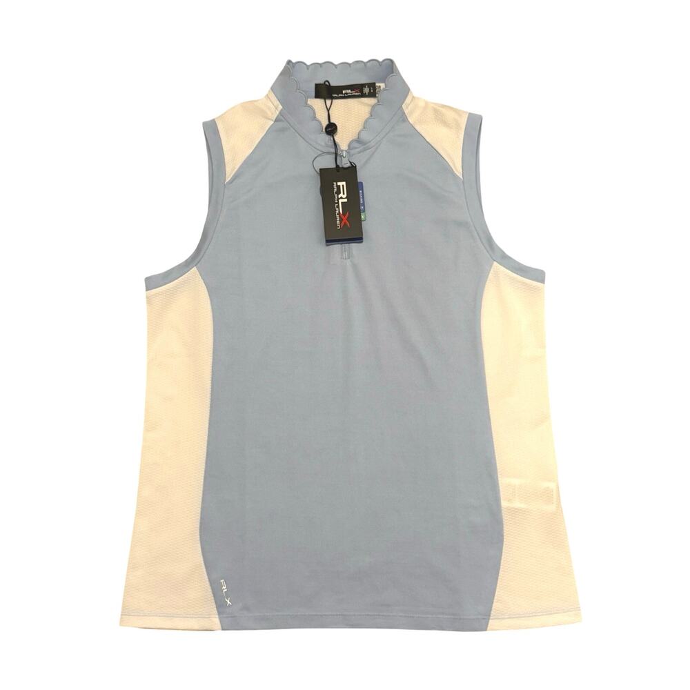NWT Ralph Lauren RLX Golf Air Tech Pique-sl Mesh Mix Polo Baby Blue White Size L - Picture 2 of 12